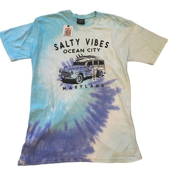 Gildan Other - Salty Vibes Ocean City Maryland T Shirt Mens Medium Blue Distressed Woody Van